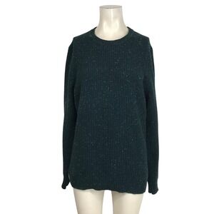 JETTY Dark Green Speckled Knit Sweater Crew Neck Long Sleeve Casual mens S